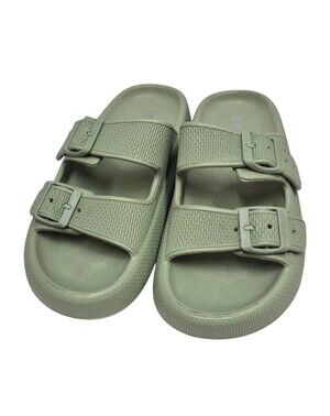 MIA Double Strap Slide Sandals Women's Size 9 Green